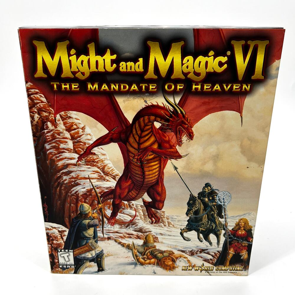 Might and Magic VI Big Box 90s PC Game Complete Fabric Map Manuals Unsealed